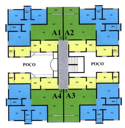 Todos os quatro índices construtivos foram calculados com base nos perímetros e áreas de aberturas, superfícies e de piso dos apartamentos.