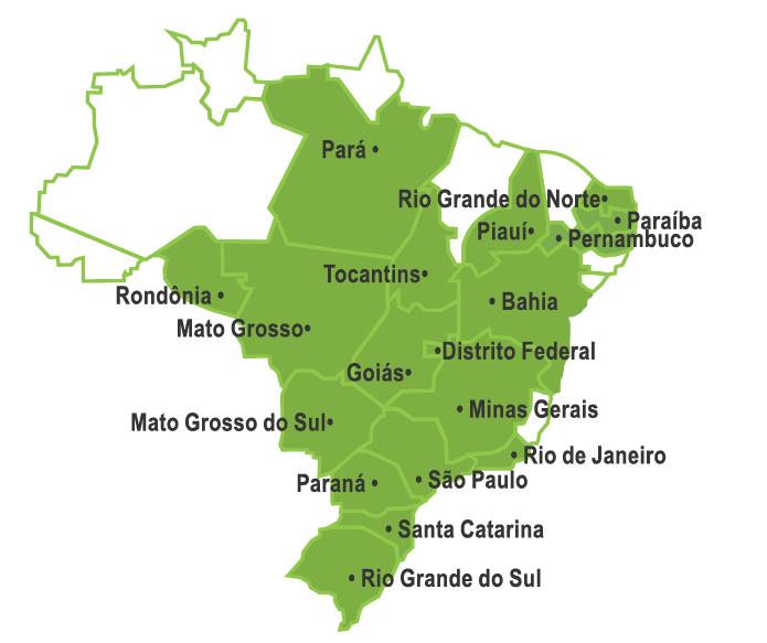 A rede OSB está presente em mais de 113 cidades, em 19 estados brasileiros.