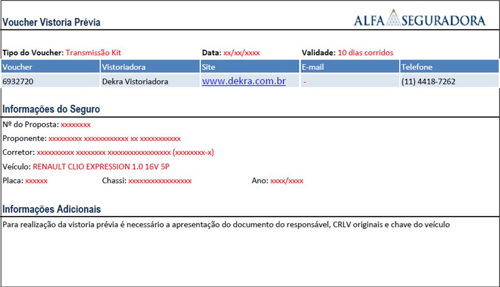 Seguros Novos Obrigatória, exceto para veículos zero quilômetro.