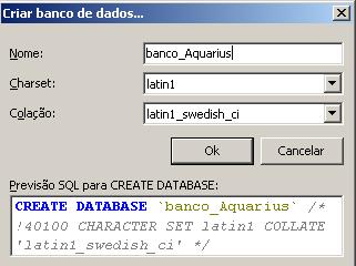 CRIAR UM NOVO BANCO DE DADOS Defina um