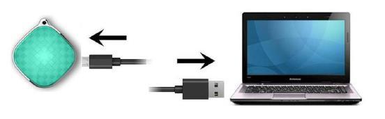 2. Carregamento Conecte uma extremidade do cabo USB a uma porta USB do computador e a outra extremidade ao rastreador GPS para começar a carregar.