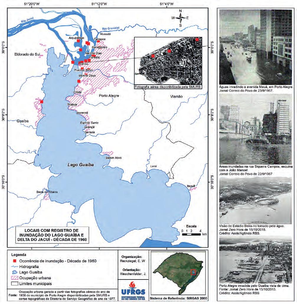 Figura 10 Locais com registro de inundação na década de 1960. atingidas áreas das ilhas Grande dos Marinheiros, das Flores e do Pavão.