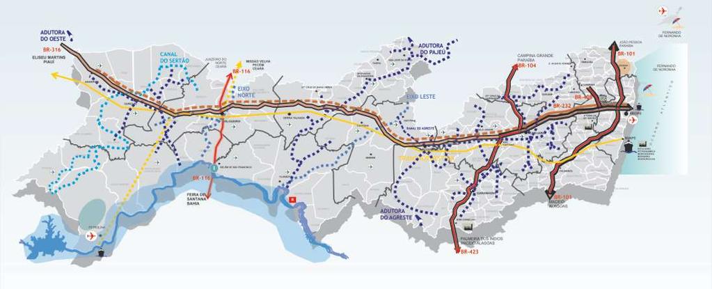 INVESTIMENTOS EM SETORES ESTRATÉGICOS PLANEJAR O DESENVOLVIMENTO FERROVIA TRANSNORDESTINA LIGAÇÃO COM OS POLOS PRODUTIVOS MAIS IMPORTANTES DO NORDESTE, CRUZANDO PERNAMBUCO DO OESTE AO LESTE EXTENSÃO: