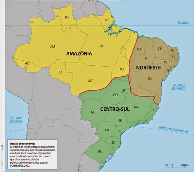 MAPA 02 REGIÕES GEOECONÔMICAS 04 NESSE ASSUNTO DESTACAR: Saber dividir o Brasil nos dois critérios de regionalização. Entender e saber explicar a diferença entre os dois critérios de regionalização.