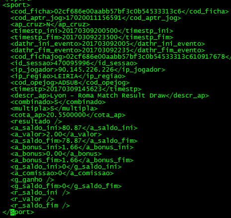 ficheiros XML AJOG é possível reconstituir toda e qualquer aposta efetuada em jogos de apostas