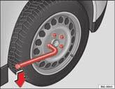 210 Situações diversas Desapertar e apertar os parafusos das rodas Antes de levantar o veículo, é necessário desapertar os parafusos das rodas.