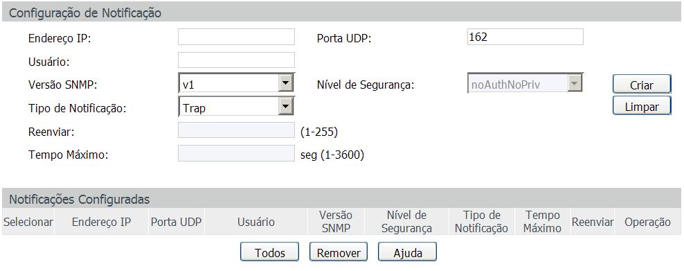 Procedimento de configuração: Caso for utilizado o SNMPv3, por favor, siga os seguintes passos.