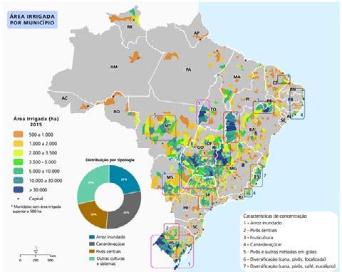 Figura 2. Área atual equipada para irrigação por município em 2015 Fonte: Atlas Irrigação (ANA, 2017a).