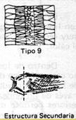 Estrutura tipo 9: estrutura de grãos colunares finos e grosseiros com zona central equiaxial: Típicos do processo de eletroescória com a presença de uma zona central equiaxial de 0,4 a 0,8