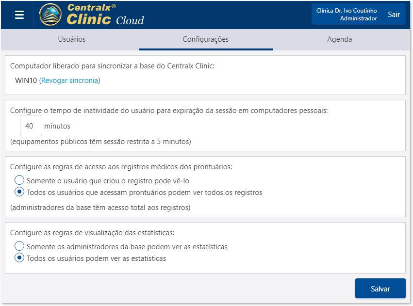 Caso o administrador opte por revogar a liberação do computador, a base de dados não será mais sincronizada até que se realize um novo procedimento de liberação no Centralx Clinic desktop