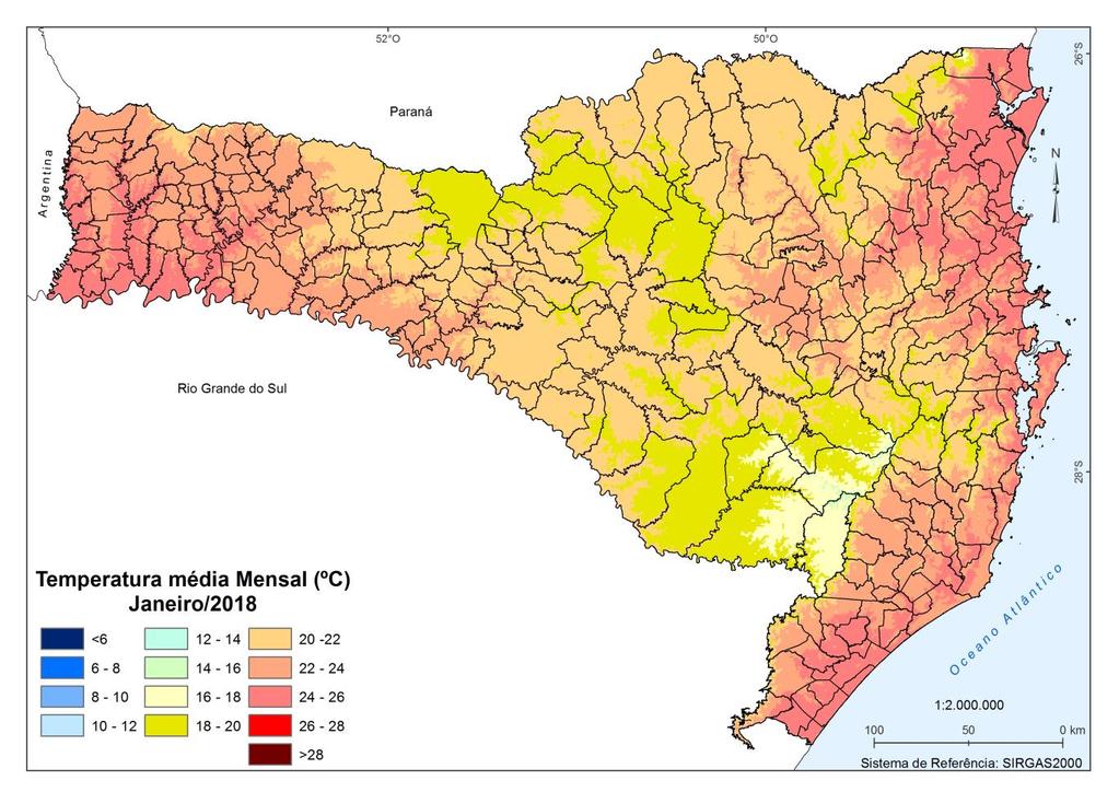 Governo do Estado de Santa Catarina Secretaria de Estado da Agricultura e da Pesca Empresa de Pesquisa Agropecuária e Extensão Rural de Santa Catarina 10 Figura 4 Temperatura média mensal de