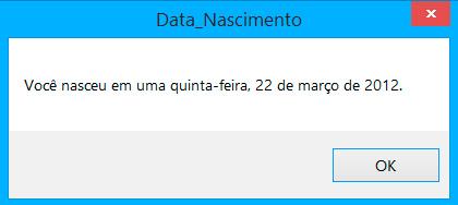 CONTROLE DATETIMEPICKER INFORMAÇÕES SOBRE O PROGRAMA Código Fonte: 1. 'O & comercial permite separar uma informação da outra na linha de código. 2. MsgBox("Você nasceu em uma " & DateTimePicker1.