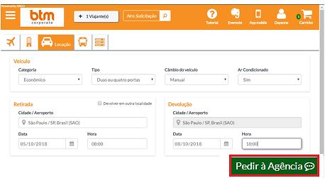 COTAÇÕES DE ALUGUEL DE CARROS OFFLINE a. Selecione a Opção Carro no menu principal. b. Inclua o Viajante. c.