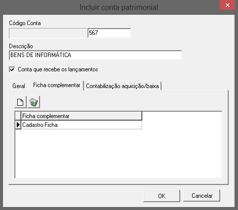2.3 Aba Ficha Complementar Permite o vínculo de fichas complementares