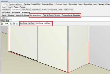 Montagem do sistema de correr com painel inferior adicionado: Sistema que consiste no recobrimento das laterais de armários por painéis