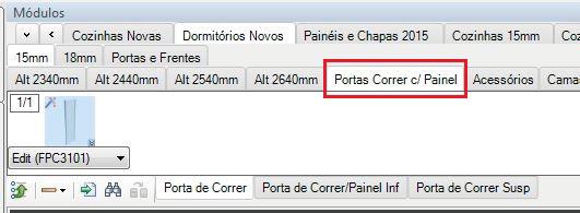 Obs: Para aplicar o sistema de portas de correr com recobrimento de painel, marque o ponto extremo inferior a