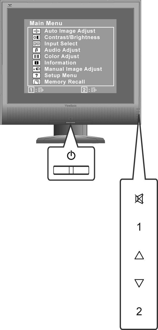 Ajuste da imagem na tela Use os botões no painel de controle do monitor para ajustar os controles OSD que aparecem na tela.