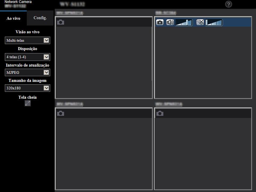 1 Operações 1. Selecione Visão ao vivo a partir do menu suspenso de Ao vivo na página Multi-telas.