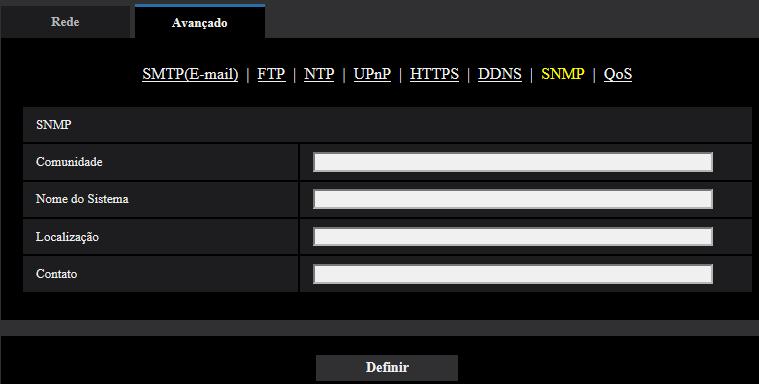2.9.2.7 Configuração dos ajustes relativos a SNMP Os ajustes relativos ao SNMP podem ser configurados nesta página. É possível verificar o status da câmera conectando ao gerenciador SNMP.