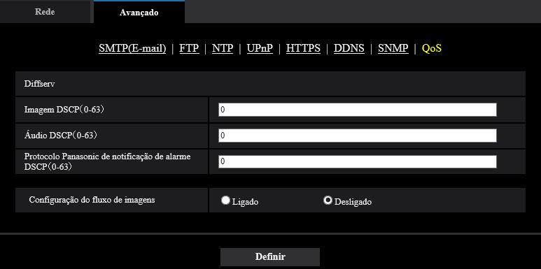 Ao utilizar a função Diffserv, entre em contato com o administrador da rede. [Imagem DSCP (0-63)] Insira a prioridade do pacote para dados de vídeo.