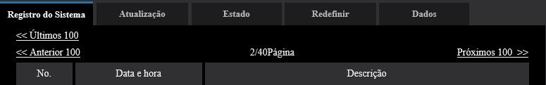 2.11 Manutenção da câmera [Manutenção] As operações de verificação do registro do sistema, atualização do firmware, verificação do status e inicialização do menu de configuração podem ser realizadas