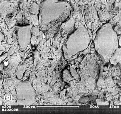 Já a argila siltosa apresenta uma textura mais fina em relação às micrografias anteriores, porém ainda com uma microestrutura porosa. Na Fig.