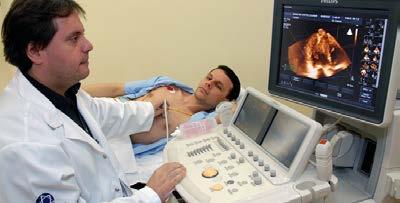 Ecocardiografia Também considerado como cardiografia ultra sônica, pois o ultrassom é enviado para o coração através de um condutor e as estruturas cardíacas devolvem os ecos derivados do ultrassom.