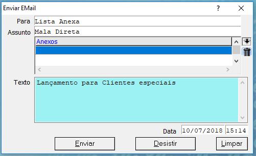 dentro dessa faixa de valor. Clique em OK para prosseguir. O sistema exibirá a relação dos emails dos clientes.