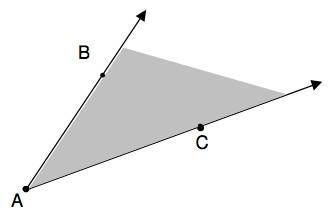 Se AB e AC são semirretas definindo um ângulo, diz-se que A é o vértice do ângulo.