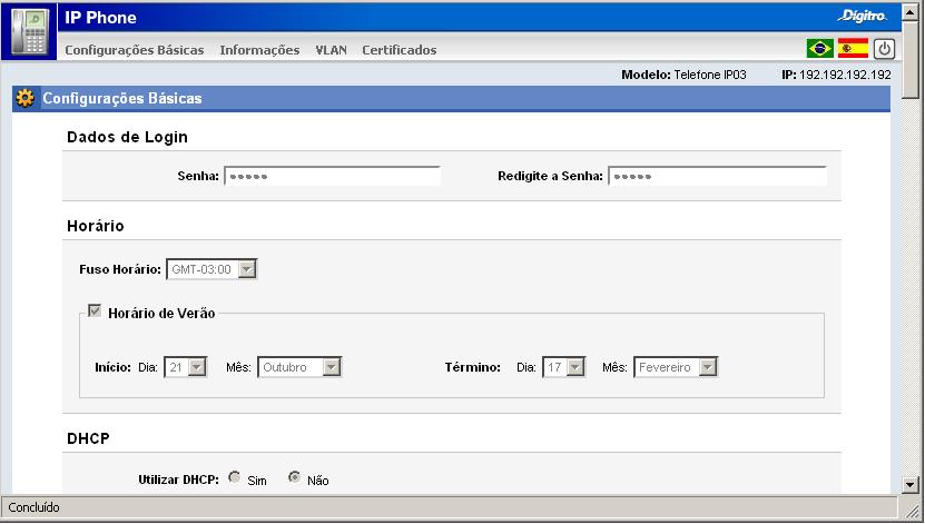 Configuração do Sistema CAPÍTULO 7 4. Digite a senha para acesso à interface (default de fábrica: admin) e clique no botão Entrar.