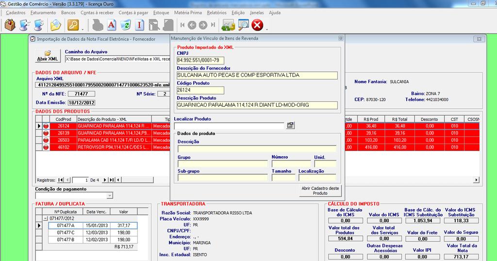 Obs: Esse código que aparece na primeira coluna (CodProd), é o código interno do fornecedor.