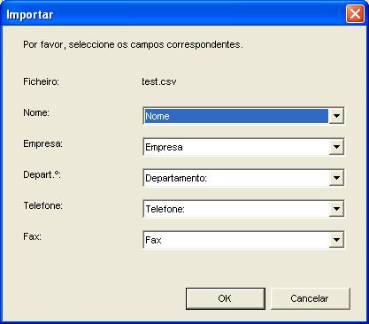 Utilizar a Função de Fax a Partir de um Computador (LAN-FAX) 3. Para cada campo, seleccione o item adequado a partir da lista. Seleccione [*vazio*] para os campos sem dados a importar.