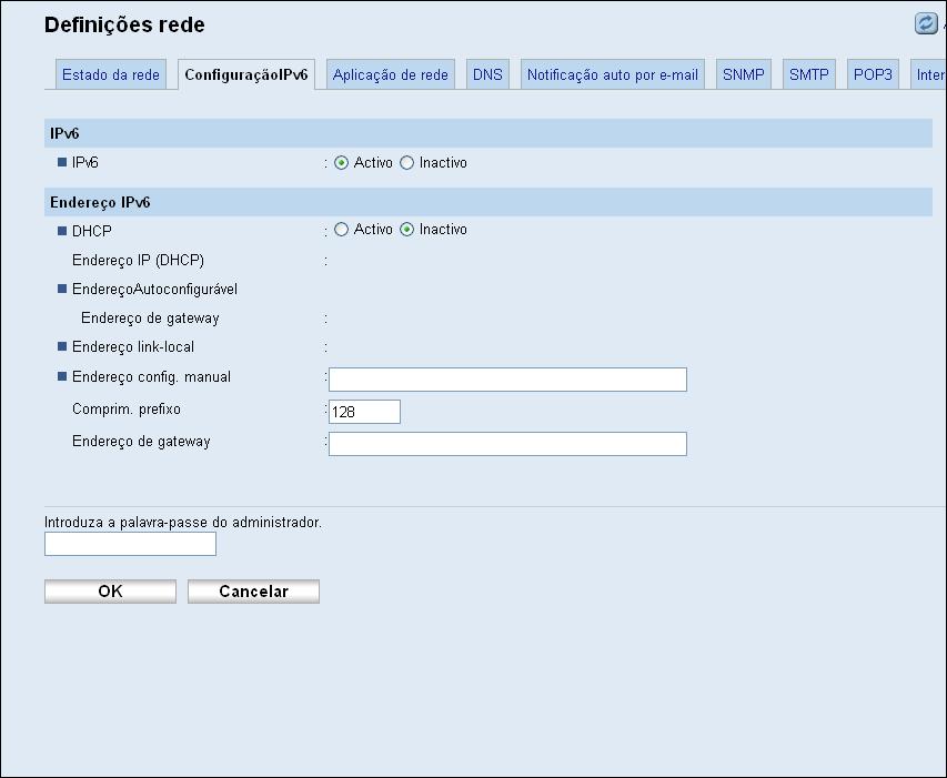 8. Configurar o Equipamento Utilizando o Web Image Monitor Item Endereço IP Máscara de subrede Gateway Descrição Introduza o endereço IPv4 para o equipamento. Introduza a máscara de subrede da rede.