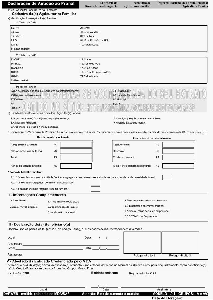 80 ISSN 677-7042 Nº 90, quarta-feira, 4 de maio de 204 legacias Federais do Ministério do Desenvolvimento Agrário em cada Estado a relação de DAP ativas de seu município, bem como o Formulário de