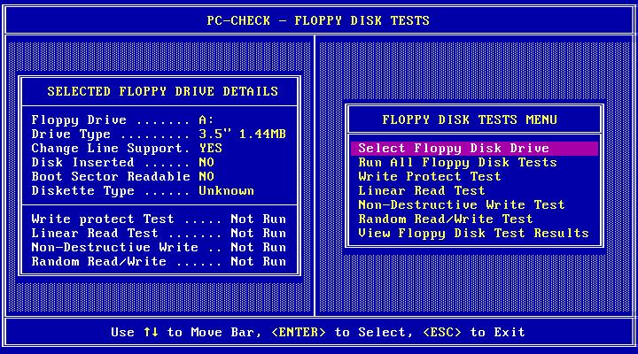 Figura 30 - Teste de drives do PC-Check Testes no disco rígido A figura 31 mostra o menu de testes do disco rígido feitos pelo PC-Check.