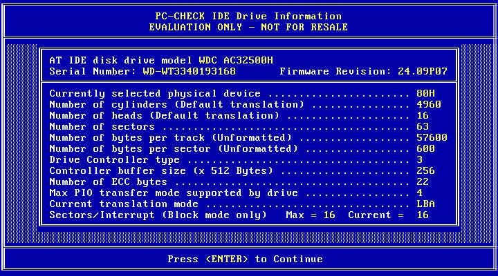 O comando IDE Bus Information detecta os dispositivos ligados nas interfaces IDE (Primary Master, Secondary Master, Primary Slave e Secondary Slave) e apresenta para cada um deles, diversas