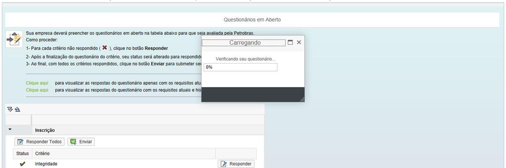 Após o envio dos questionários, será exibido uma mensagem