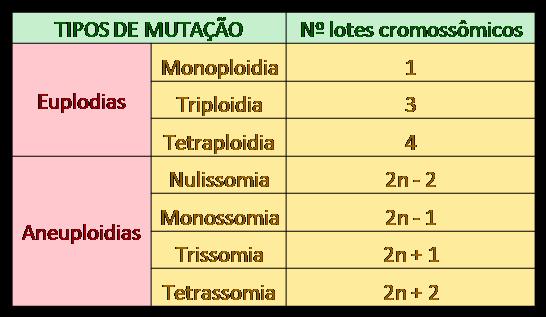 Mutações cromossômicas numéricas Envolvem perda ou acréscimo de um ou