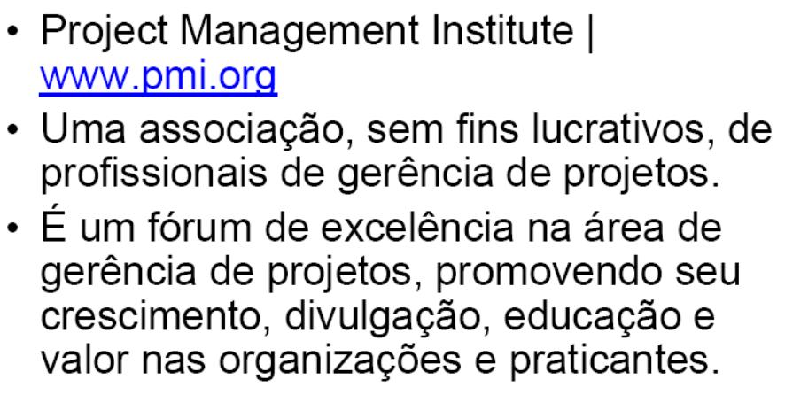 PMI? O PMI é uma organização