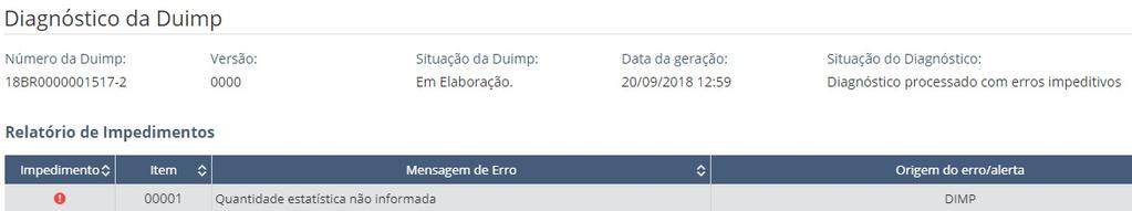 diagnóstico listando os erros que foram encontrados ou a informação de que não há nenhuma indicação de erro no preenchimento. Fig. 5.