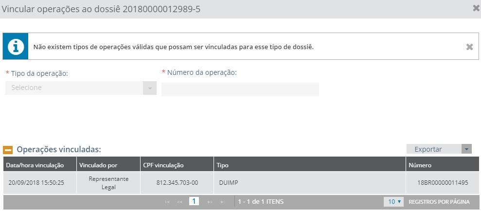 No momento, só é possível fazer a vinculação de um dossiê a uma Duimp por meio da Consulta Duimp e do botão Anexar/vincular dossiê, em que o sistema cria e vincula um dossiê àquela Duimp. Fig.