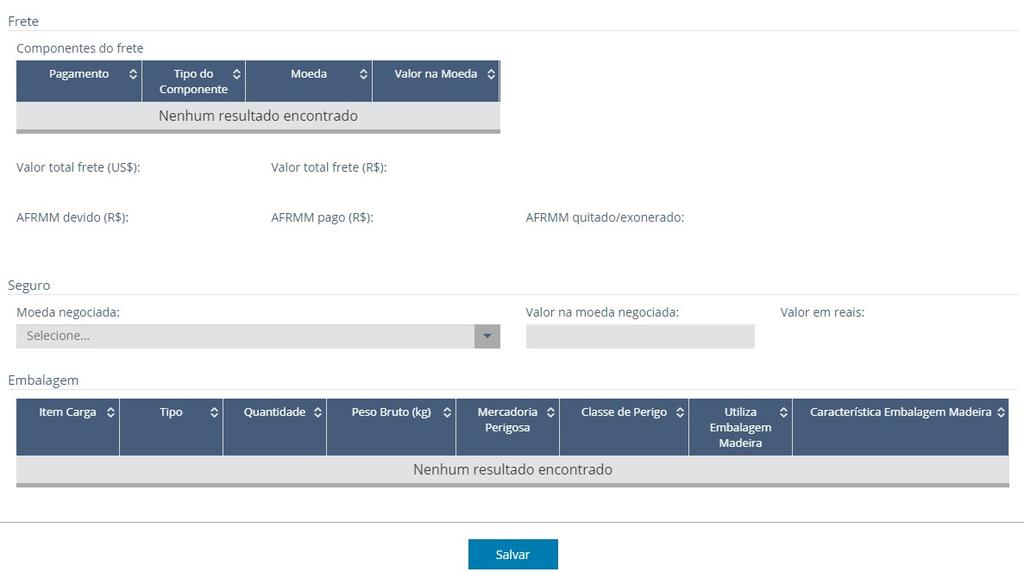 Com a informação da identificação da carga (CE Mercante), todas as demais