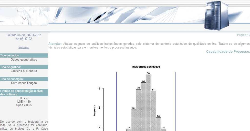 3- Defnção se exstem ou não especfcações da ndústra ou empresa em questão e defnção também do objetvo (etapa) da análse, caso tas especfcações não exstam; 4- Vsualzação dos resultados para gráfcos de