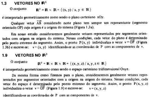 Quadro 22: Conceituação algébrica de vetor em coordenadas. Fonte: LIVRO 06, p.18.