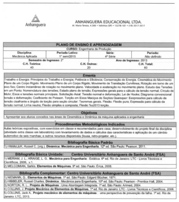 M - Plano de Ensino e Aprendizagem