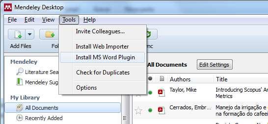 77 6 MENDELEY CITATION PLUGIN O Citation Plugin pode aumentar significativamente o processo de escrita de seu trabalho.