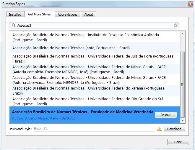 A interface permite selecionar estilos comuns, a partir de uma lista. Localize o estilo desejado e clique em Use this style.