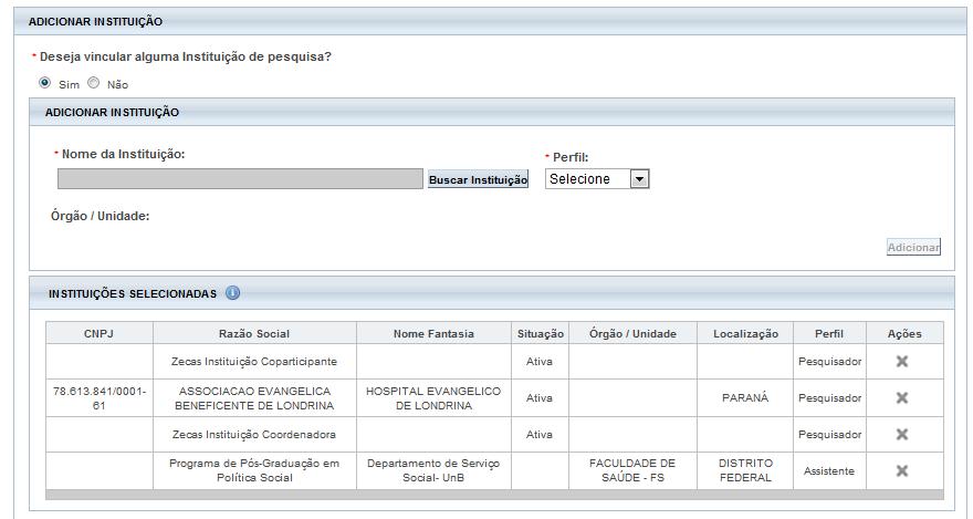 responsável tem vínculo e em nome da qual apresenta a pesquisa; corresponsável pela pesquisa e pelas ações do pesquisador.