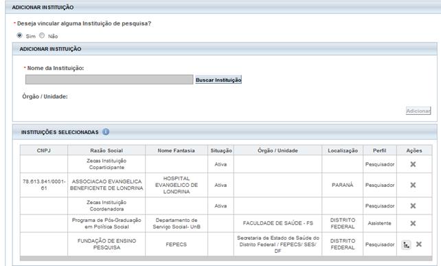 seta para expandir, busque pelo departamento de Educação Física da universidade e confirme clicando no ícone do Lápis.