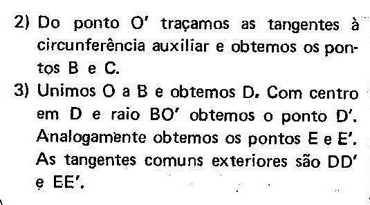 15. Tangentes externas comuns a duas circunferências.